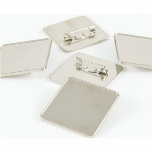 Premium Badge Blank square 33mm silver pin clasp